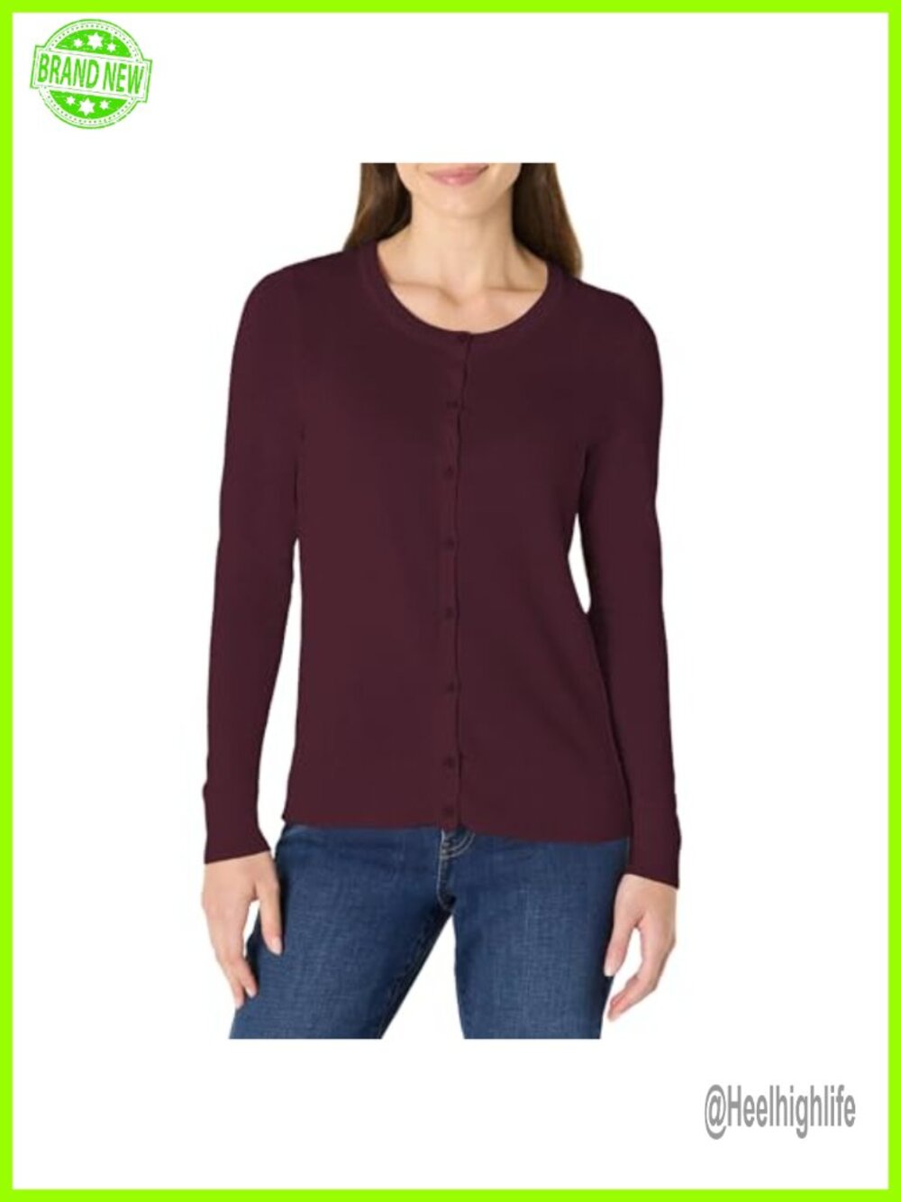 Women's Lightweight Crewneck Cardigan Sweater Button Front Regular Fit